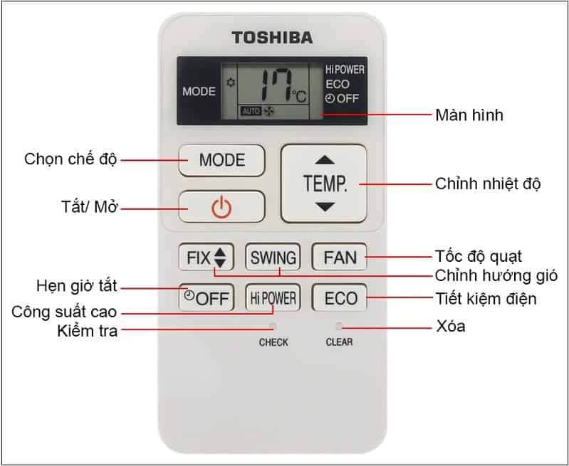 Remote hướng dẫn sử dụng máy lạnh Toshiba