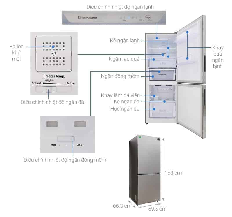 Tủ lạnh lẽo Samsung Inverter 280 lít RB27N4010S8/SV