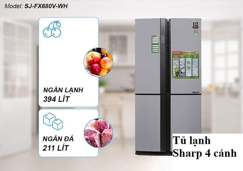 Tủ lạnh Sharp SJ-FX680V hiện đại